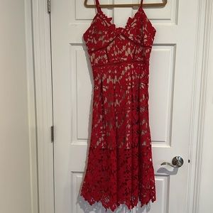 Red Lace Floral Dress